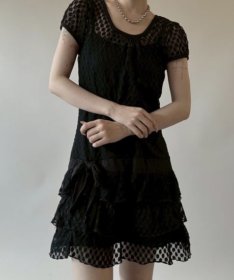 【USED】 Lace Pattern S/S Sheer One-Piece  / 250628-001