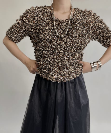 【USED】 Leopard Pattern Popcorn Top / 220709-003