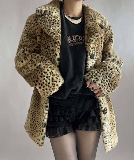 【USED】 Leopard Patterned Fake Fur Jacket /241221-010