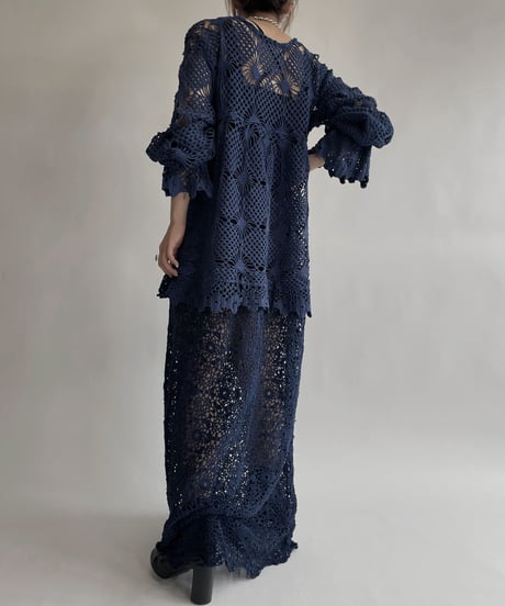 【RE;CIRCLE】 RE Crochet Blue Lace One-piece / 220728-009