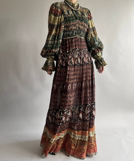 【RE;CIRCLE】 RE Indian Cotton Balloon Sleeved One-piece / 240912-006