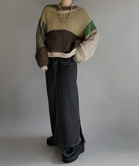 【USED】 ECKHAUS LATTA Patterned Knit Top /240127-030