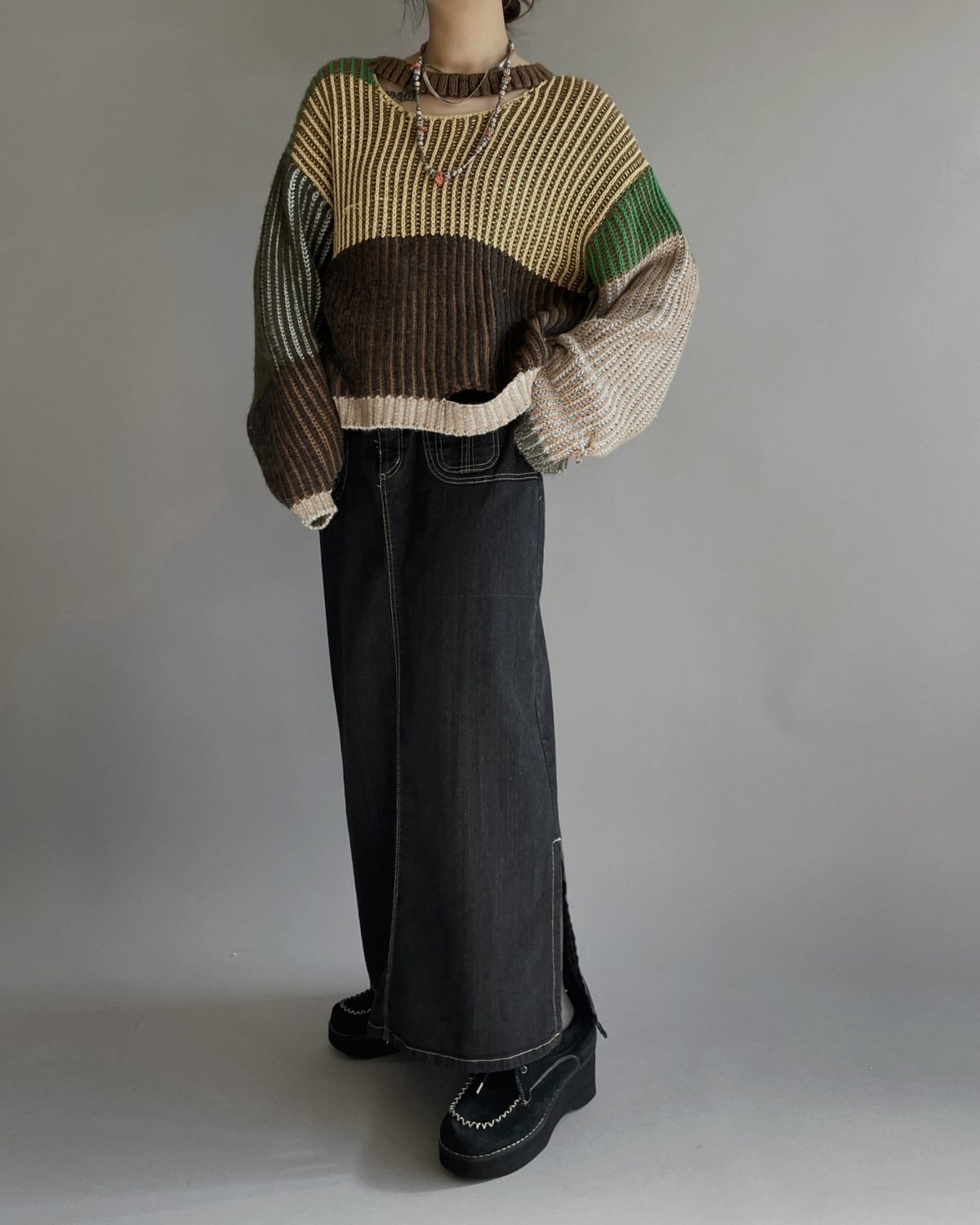USED】 ECKHAUS LATTA Patterned Knit Top /240127