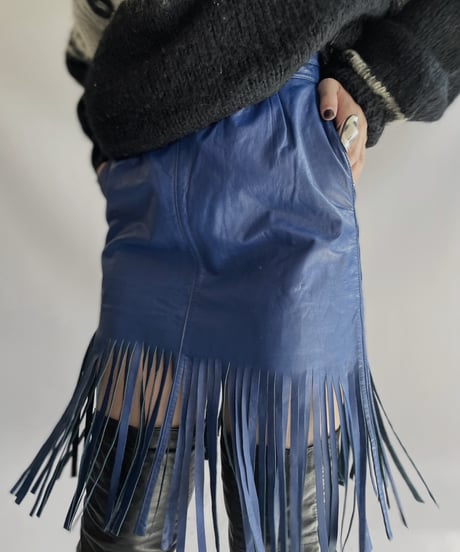 【USED】  Real Leather Fringe Skirt / 231112-011