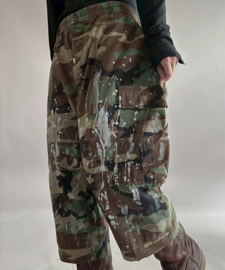 【USED】 Military Camouflage Cut Off Paint Pants /260226-003