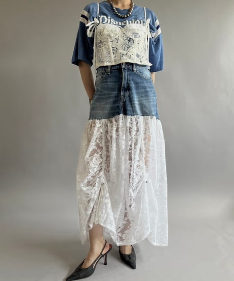 【RE;CIRCLE】 RE Denim Lace Switching Skirt / 240801-008