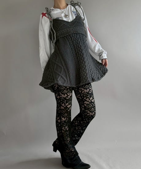 【RE;CIRCLE】 RE Aran Side Slit Camisole Mini One-Piece / Charcoal  / 251030-012
