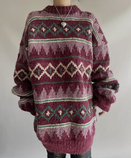 【USED】 Made in Ecuador Wool 100% Knit Top 231209-010