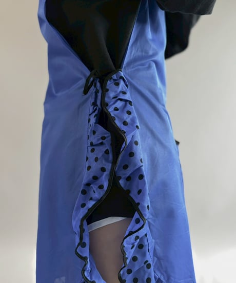 【USED】 Blue Dot Pattern Frill Euro Apron/ 260321-028