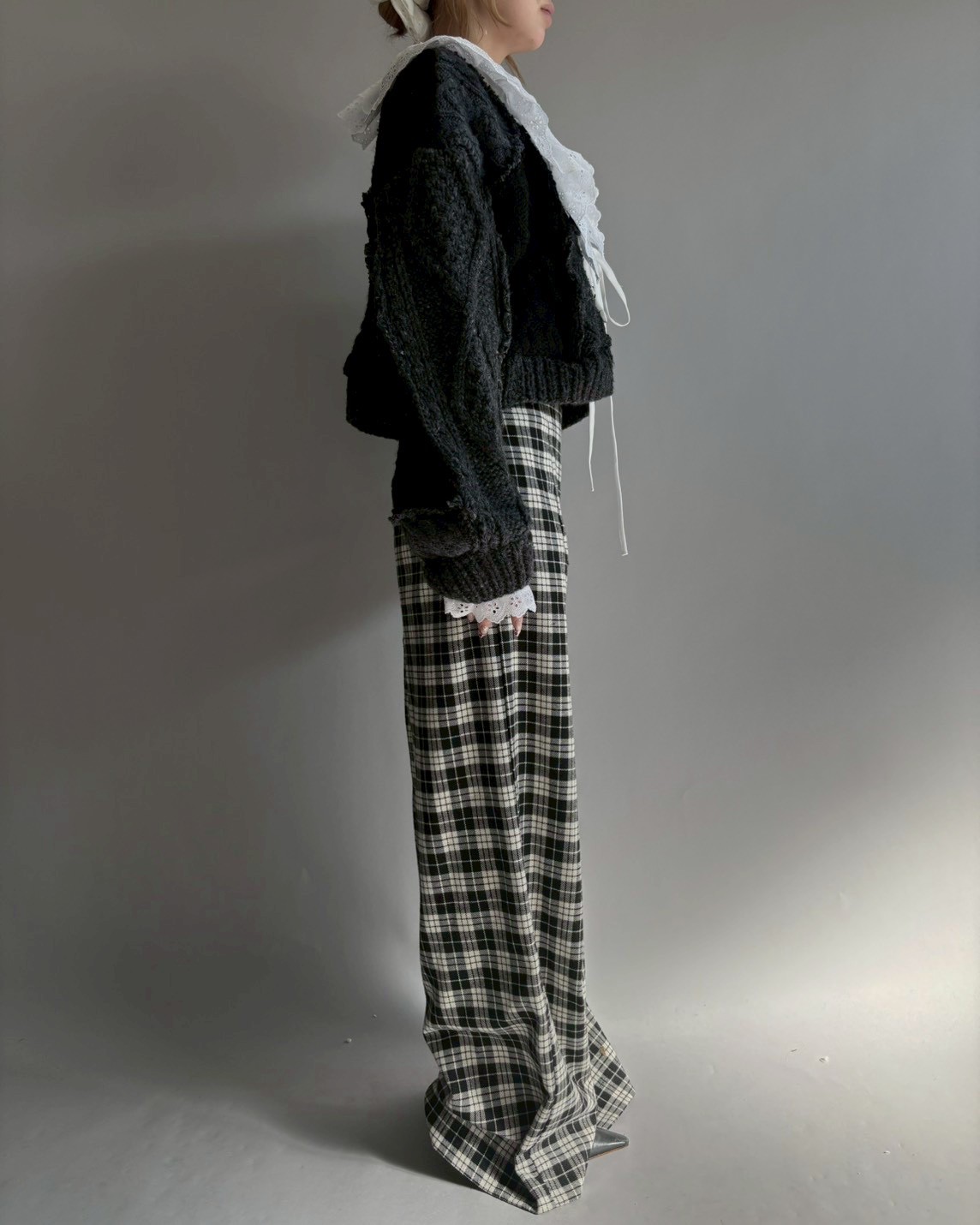 RE;CIRCLE】 RE Aran Knit Patchwork Lace Collar