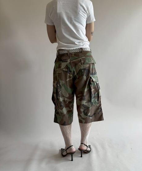 【USED】 Military Camouflage Painted Cut off Shorts  / 250719-010