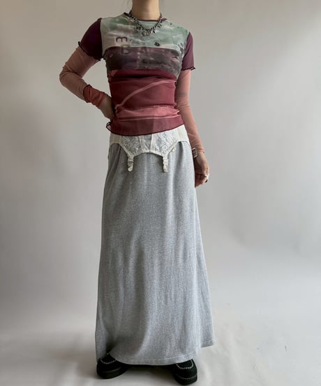 【USED】 Lace Pattern Corset Skirt / 250705-014