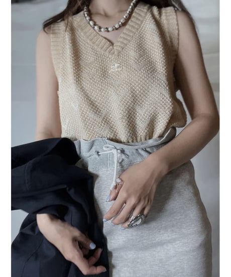 【USED】  Courreges Crochet Knit Vest/211014-042