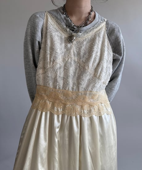 【USED】  Lace Patterned Camisole Long One-Piece /250104-015