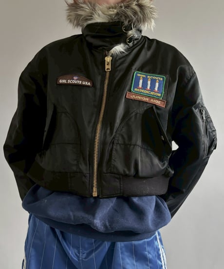 【RE;CIRCLE】  RE MA-1 Patched Fur Collar Short Jacket Black/ 251120-006