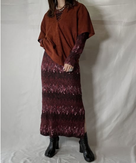 【USED】  Suede Lace Up L/S Top/211014-049