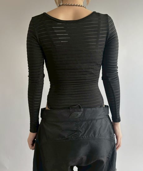 【USED】 Striped Sheer Leotard Top / 251220-007