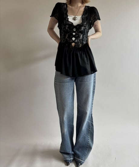 【USED】 Lace pattern design tops /250816-012
