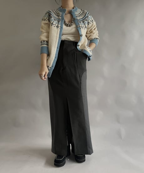 【USED】 Made in Norway Wool100% Tirolean Knit Top /240120-014
