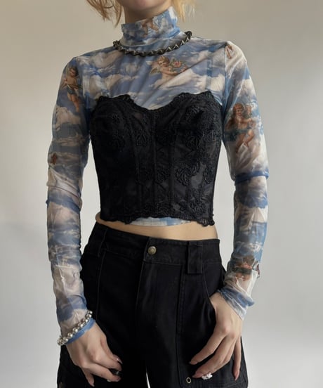 【USED】 Lace Pattern Corset Top  / 250531-007