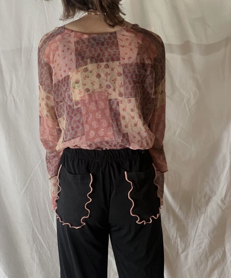 【USDE】 Paisley Patterned See-through Top/210324-40
