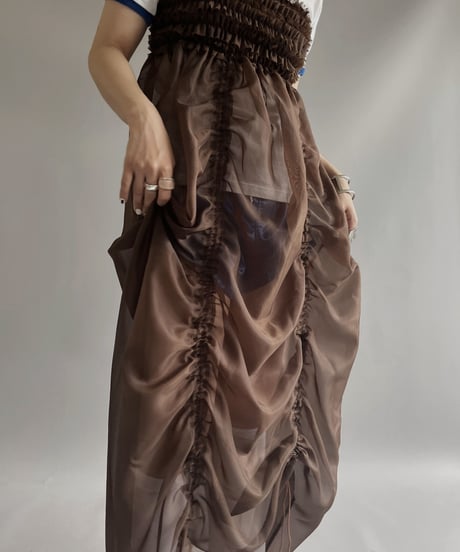 【RE;CIRCLE】 RE Sheer Shirring Camisole One-piece / 230706-006
