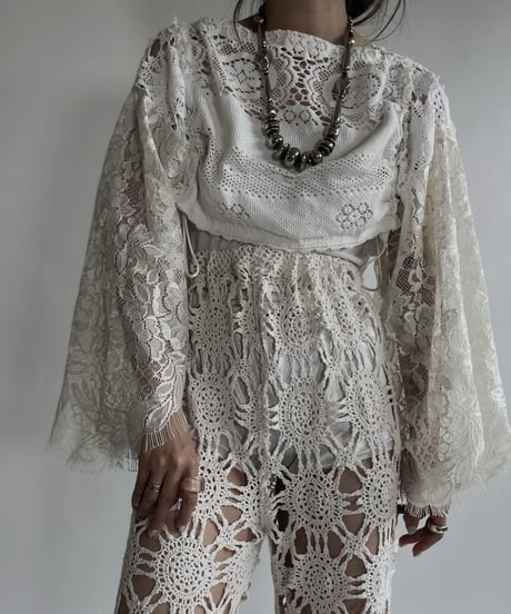 【RE;CIRCLE】 RE Crochet Lace Drawcord Top / 220526-031