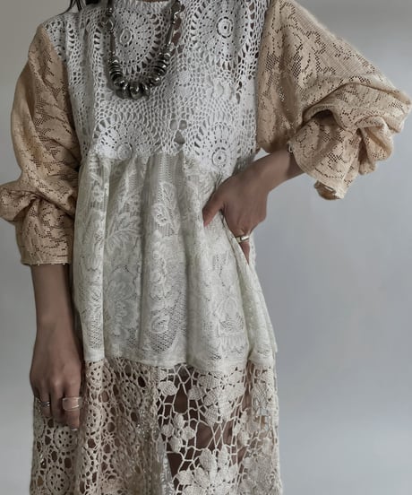 【RE;CIRCLE】 RE Crochet Lace Patchwork One-piece / 220526-009