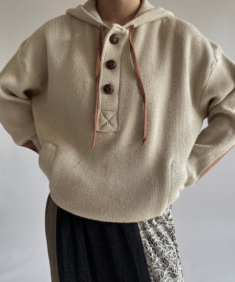 【USED】 Hooded Knit Pullover Top/250118-005