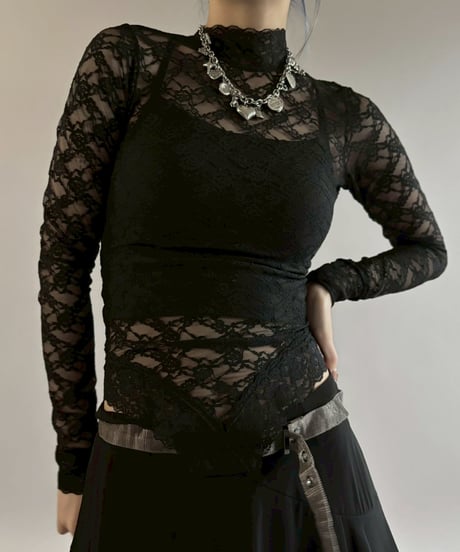【USED】 Lace Pattern L/S Leotard Top / 260307-021