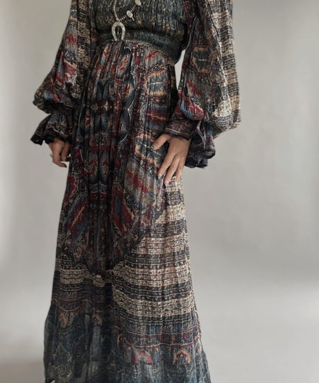 【RE;CIRCLE】 RE Indian Cotton Balloon Sleeved One-piece / 220901-008