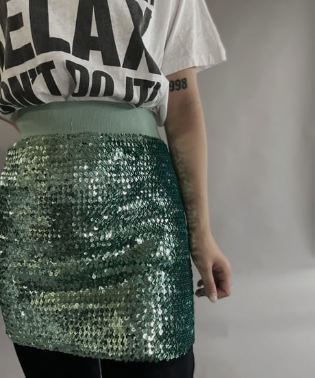 【USED】 Spangle Skirt Light Green / 230430-009