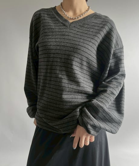 【USED】 Cotton Cashmere Border Knit / 251122-014