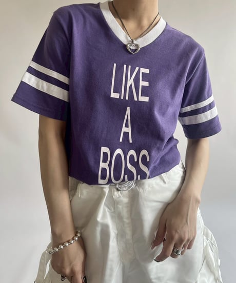 【USED】 LIKE A BOSS V-Neck Ringer T-Shirt /250503-008