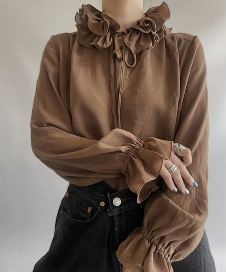 【USED】L/S Puff Sleeve See-through Top /230909-014