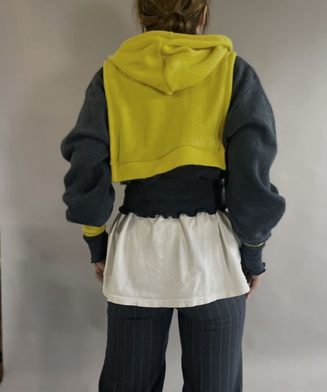 【RE;CIRCLE】 RE Acrylic Knit Cardigan + Hoodie Blue × Yellow / 230220-007