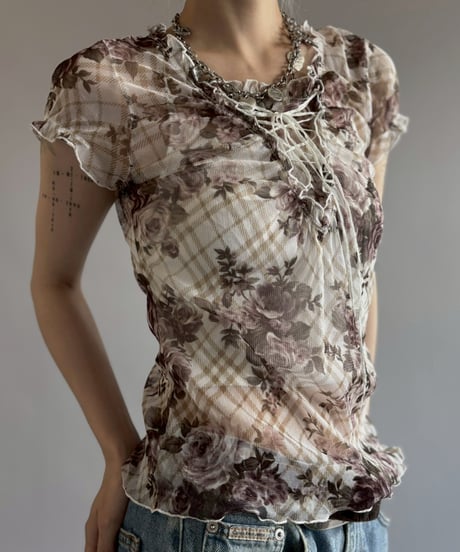 【USED】 Sheer Design S/S Top / 260622-011