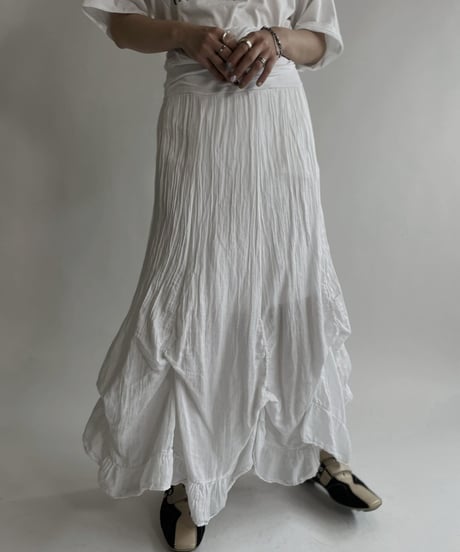 【USED】 White Cotton Long Skirt / 220507-032