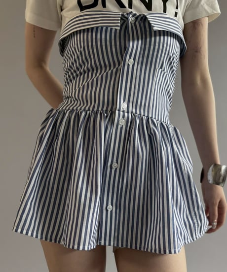 【RE;CIRCLE】  RE Stripe Shirt Mini One-Piece / 260611-008
