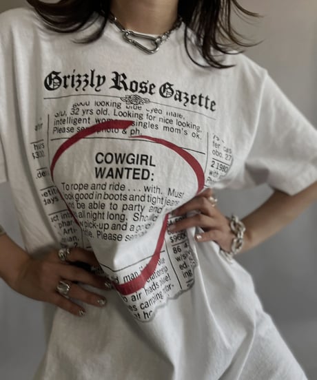 【USED】 Made in USA Grizzly Rose Gazette T-shirt / 230520-003