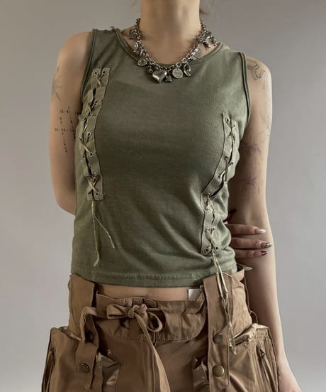 【USED】 Lace Up Design N/S Top / 260221-007