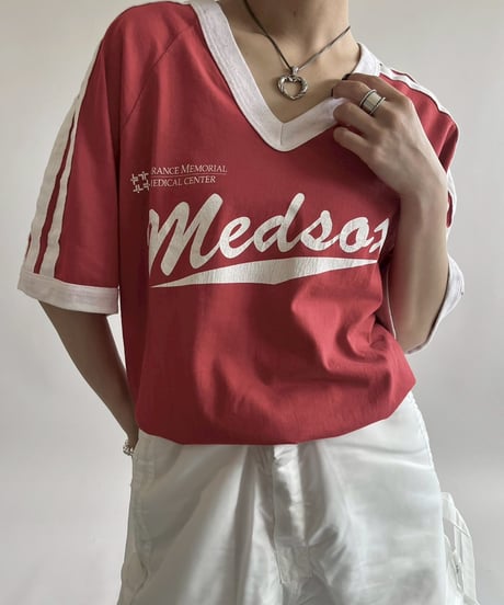 【USED】 Made in USA V-Neck Medsox Ringer T-Shirt /250503-003