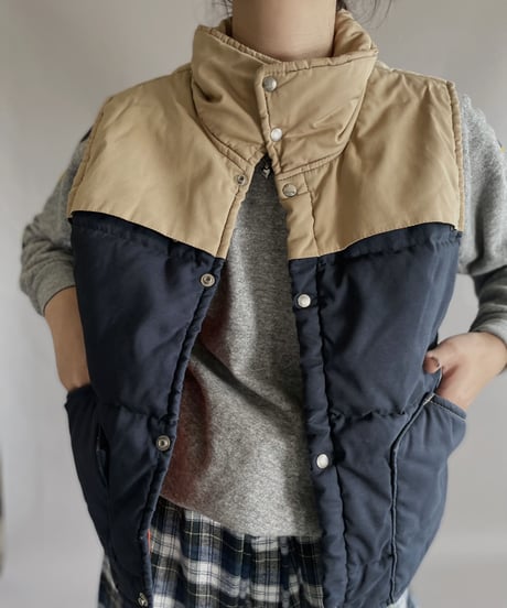 【USED】 Down Vest Two Tone Navy × Beige / 221224-004