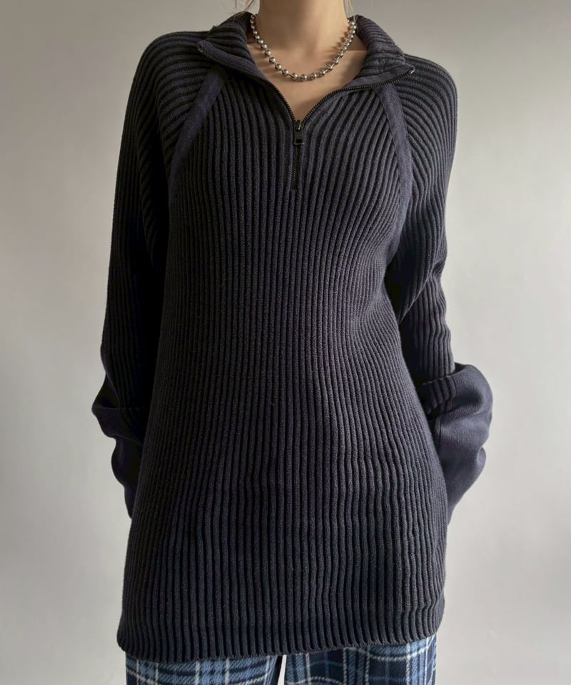 USED】 ARMANI EXCHANGE Half Zip Rib Knit Top /