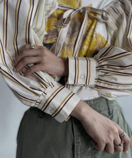 【RE;CIRCLE】 RE Striped Shirt Detachable Collar + Bolero / 220609-001