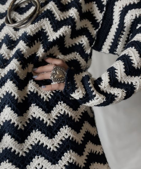 【USED】  Crochet Knit L/S Top ④/211014-038