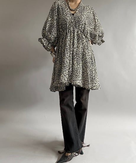 【USED】Leopard Patterned Sheer Top /240907-020