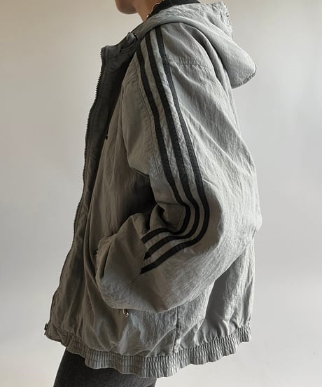 【USED】 90s adidas Lining Quilting Hooded Jacket /241228-011