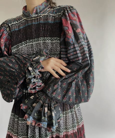 【RE;CIRCLE】 RE Indian Cotton Balloon Sleeved One-piece / 220901-011