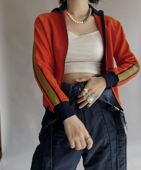 【USED】 Zip-up Line Top Orange / 230128-018